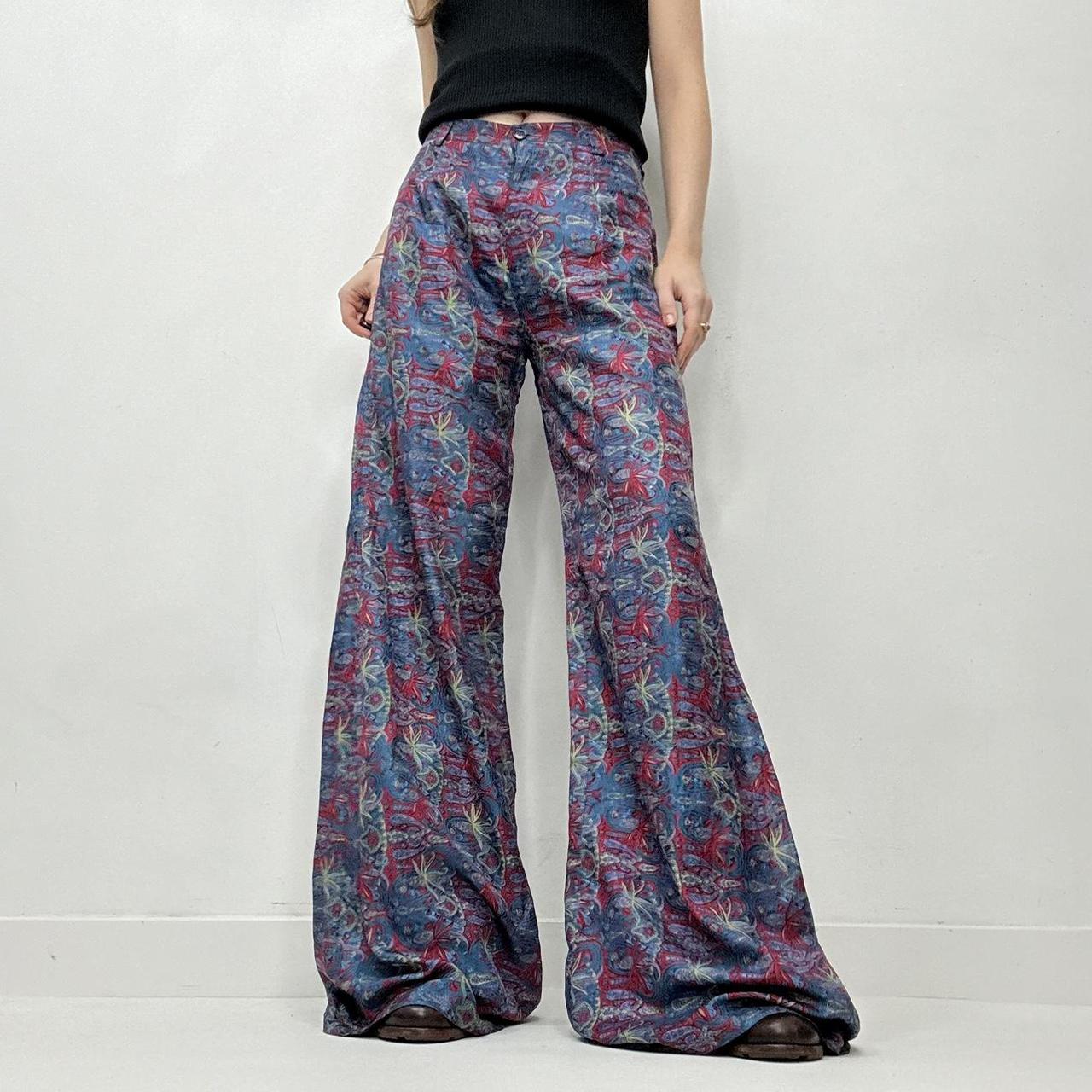 Paisley silk flare floaty trousers
