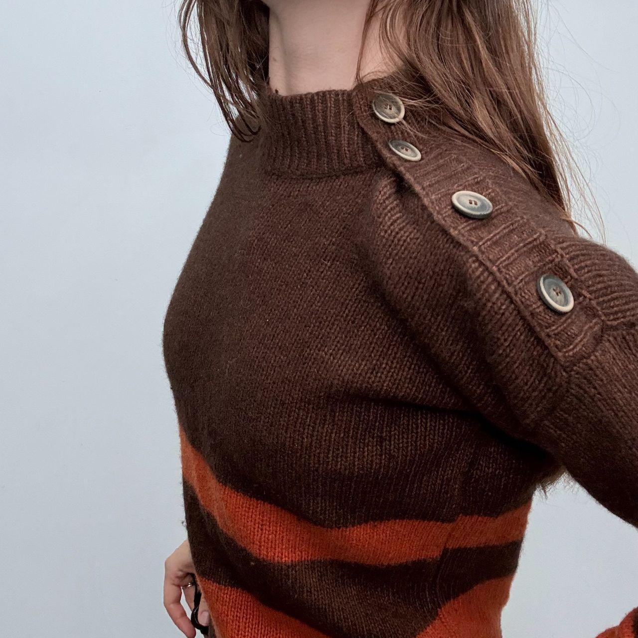 Brown cashmere stripe knit jumper