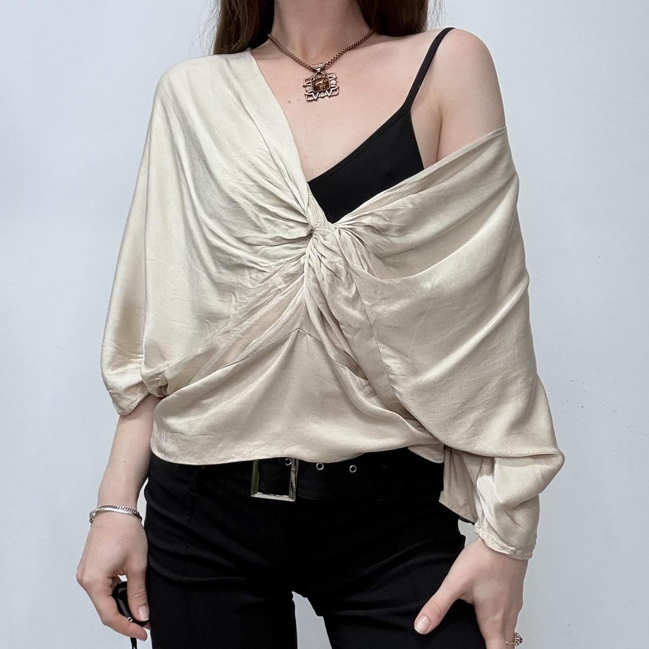 Draped slouchy batwing ruched shirt
