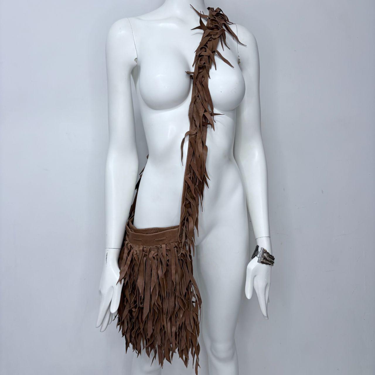 Brown leather tassel bag