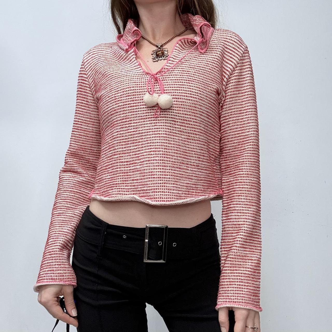 Pink flared cropped knit diesel jumper