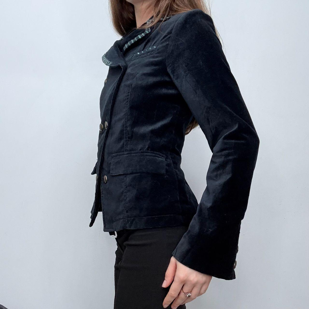 Navy flared velvet miltary jacket