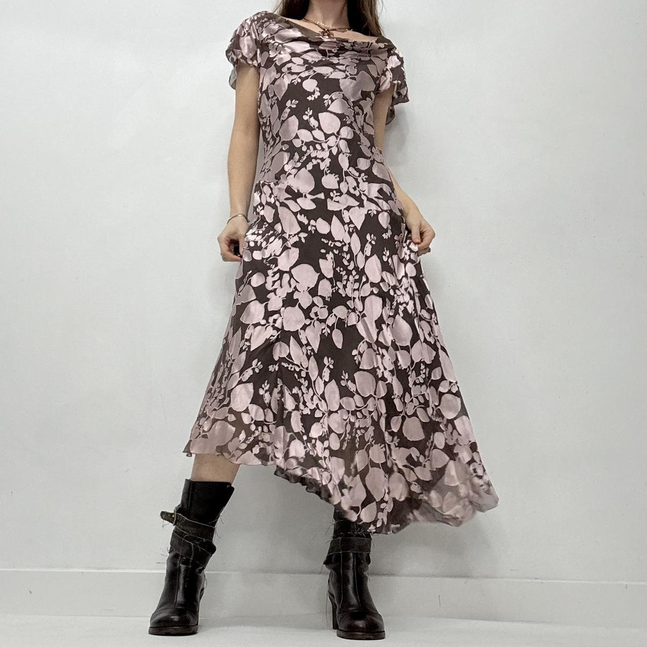 Slouchy silk cowl neck flutter dress