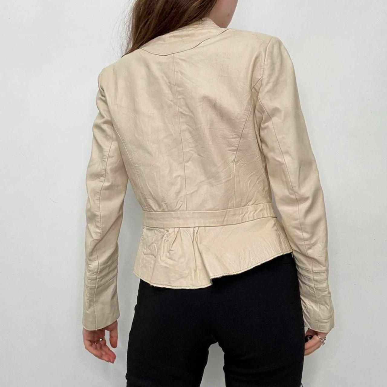 Cream pleated gathered jacket
