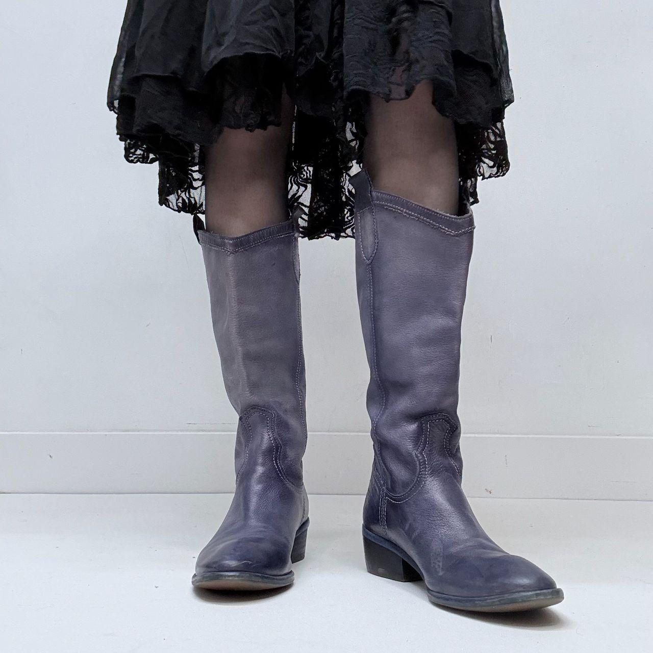 Distressed navy/purple western boots