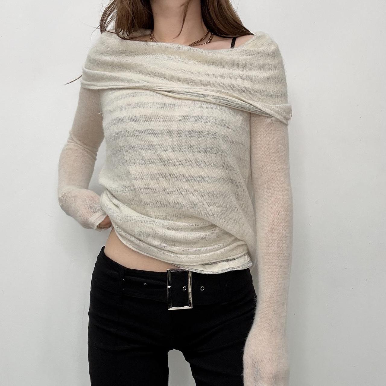 Sheer mohair slouchy neck jumper