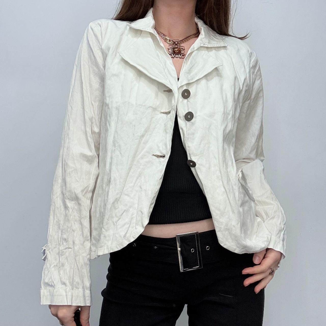 White crinkle flared jacket