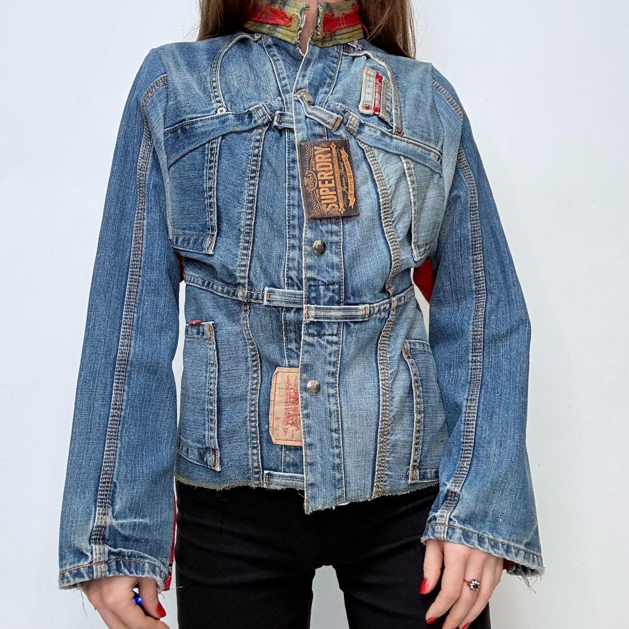 Deconstructed flared jean handmade jacket
