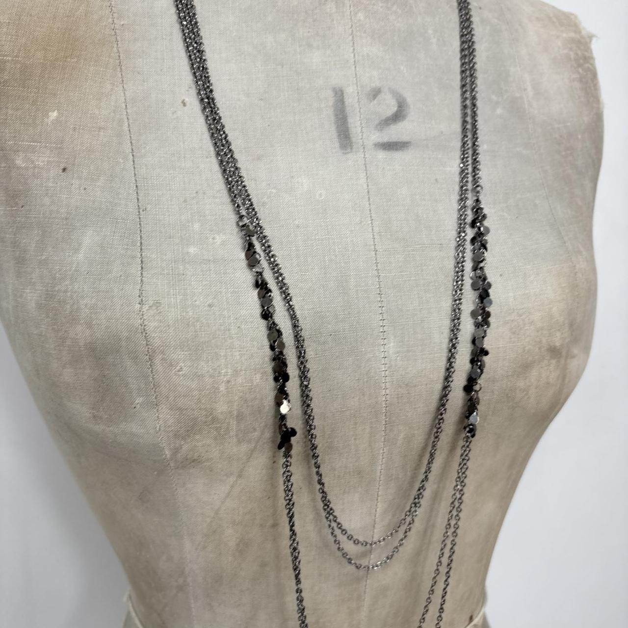 Silver chain layered long necklace