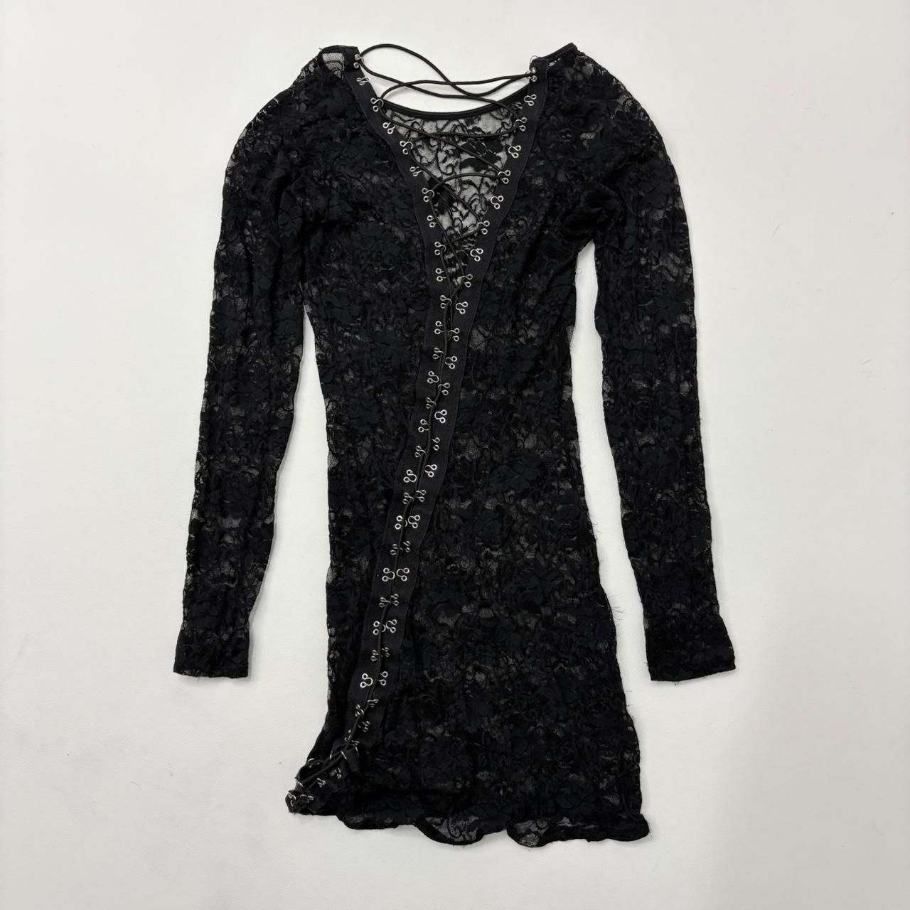 Black lace sheer gothic dress