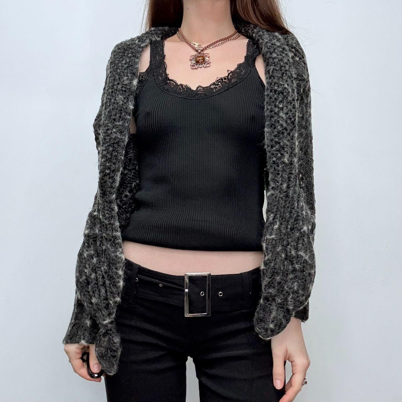 Grey wrap wide neck cardigan