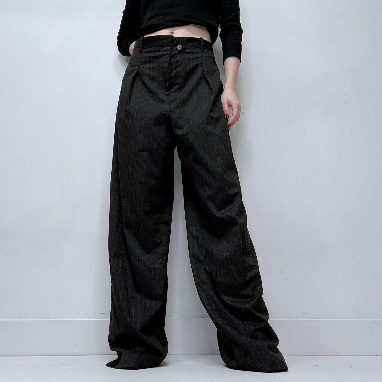 Grey pinstripe wide leg trousers