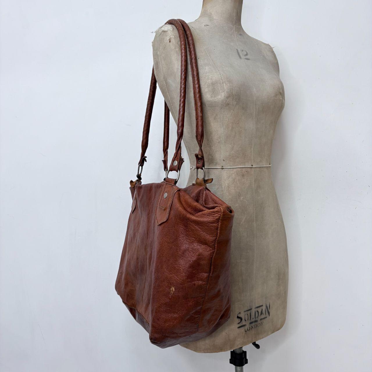 Large tan leather slouchy bag