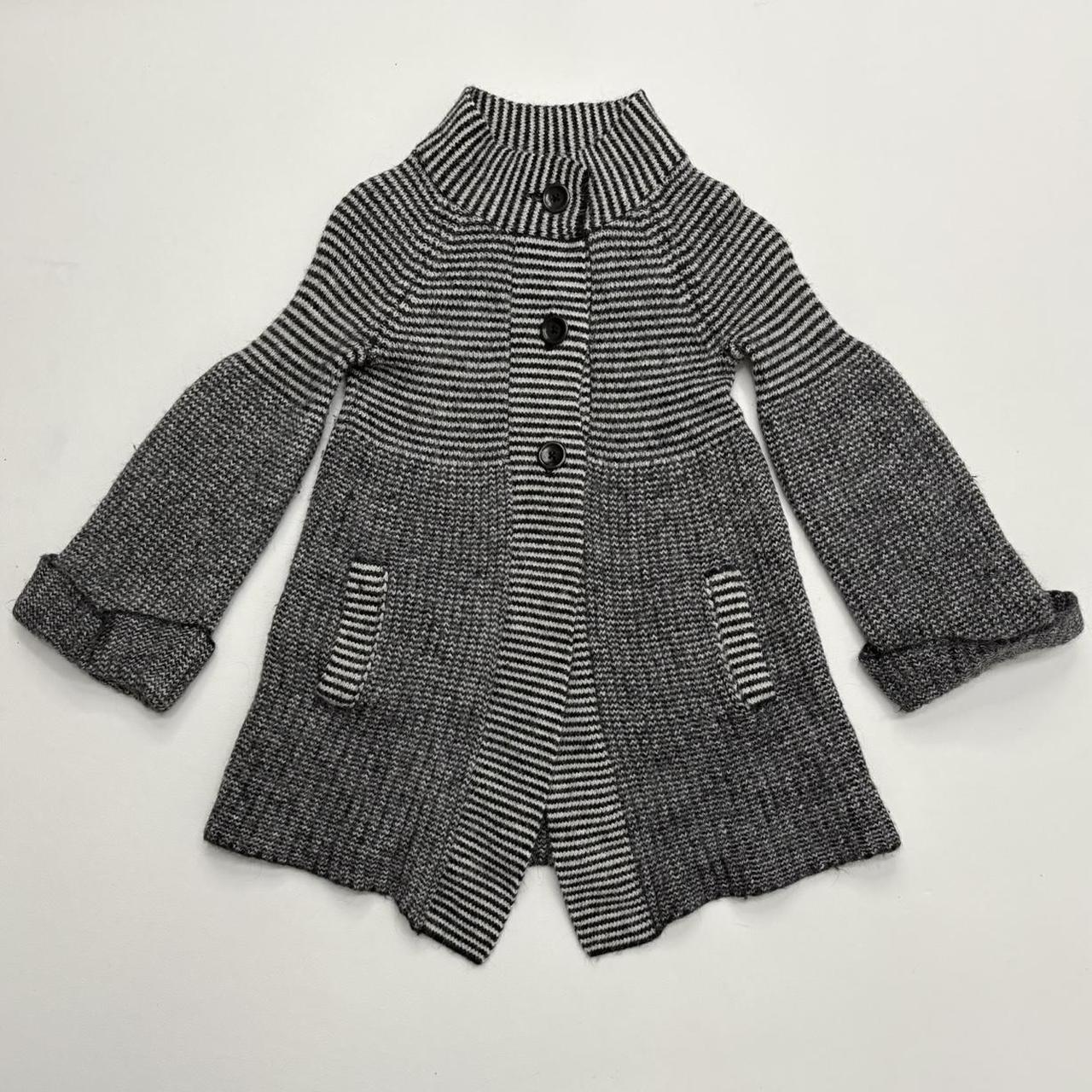 Striped knit wool pea coat sweater
