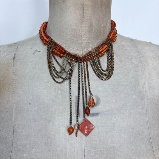 Boho draped chain fairy gemstone necklace