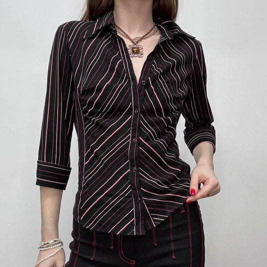 Black pinstripe fitted shirt
