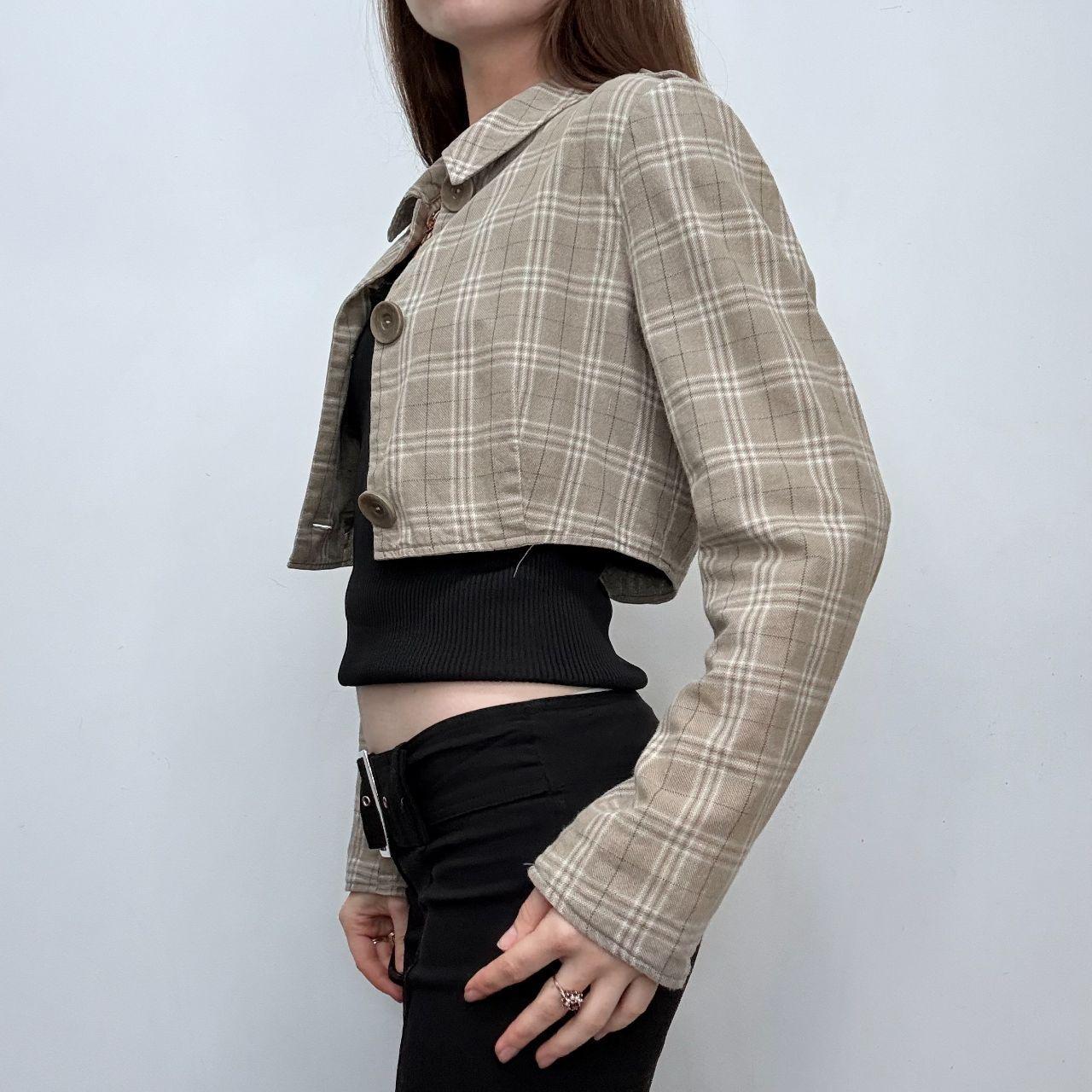 Cropped tartan check jacket