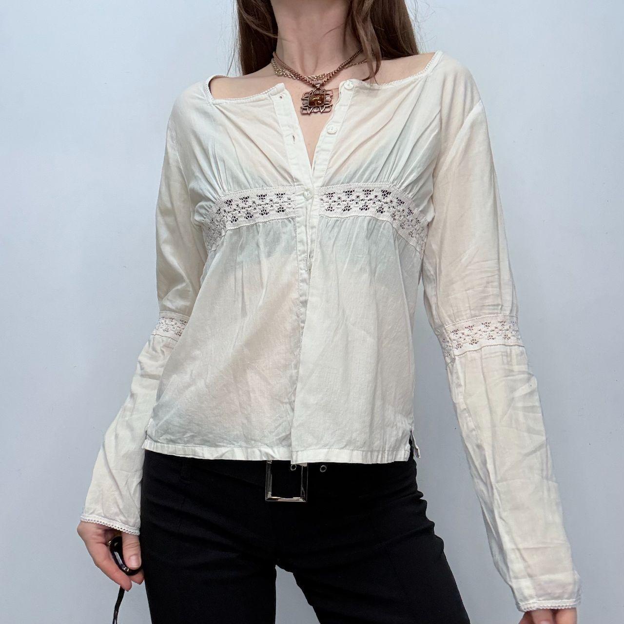 Cream lace flared shirt