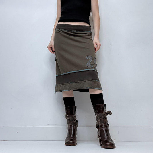 Khaki cop copine jersey midi skirt