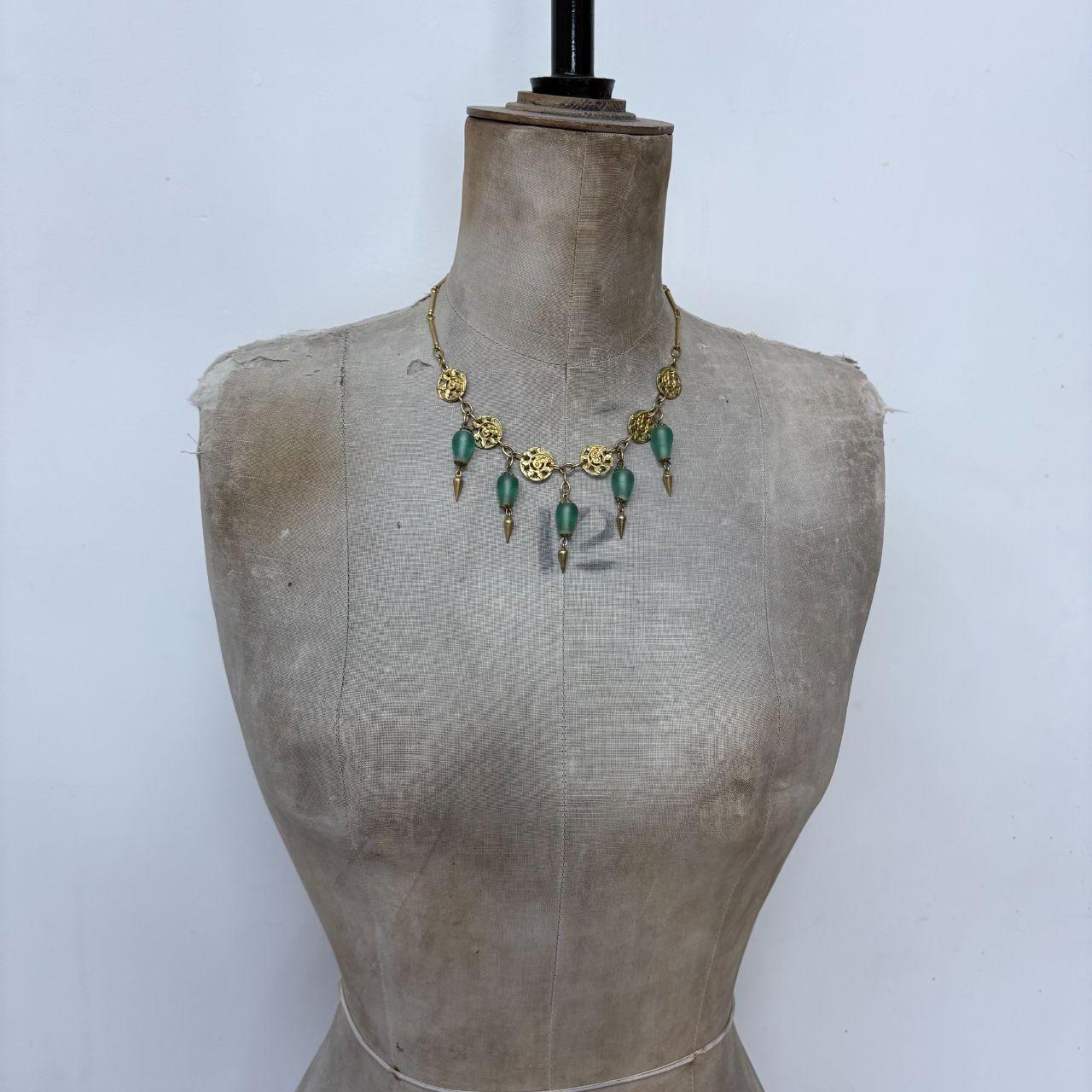 Gold boho engraved necklace