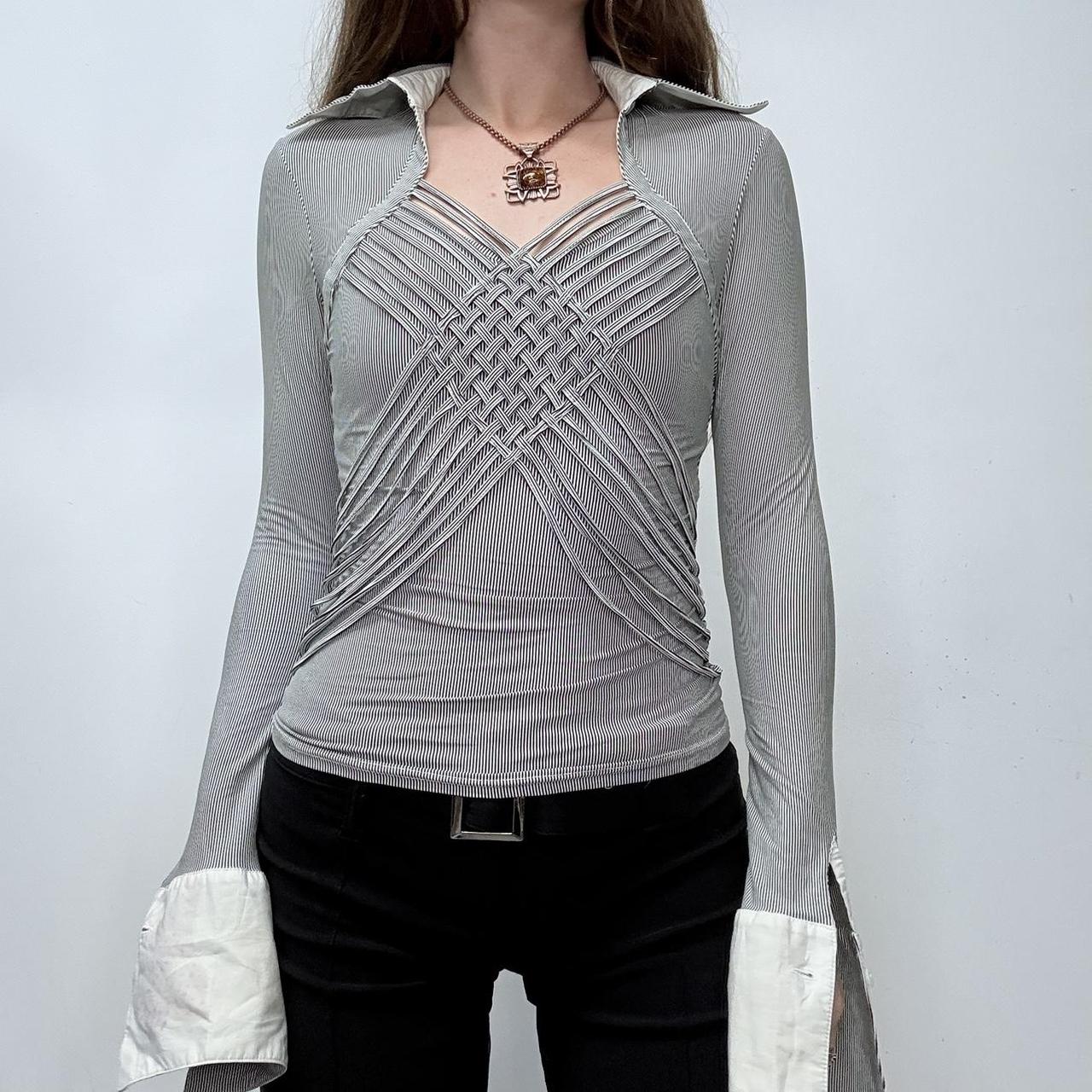 Pinstriped flared officecore shirt