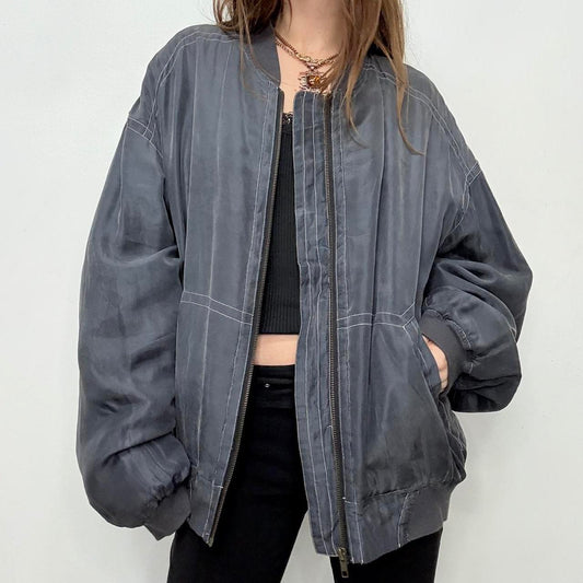 Silk puff oversized bomber