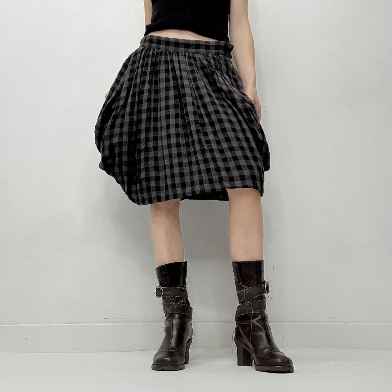 Checked tartan layered puff skirt