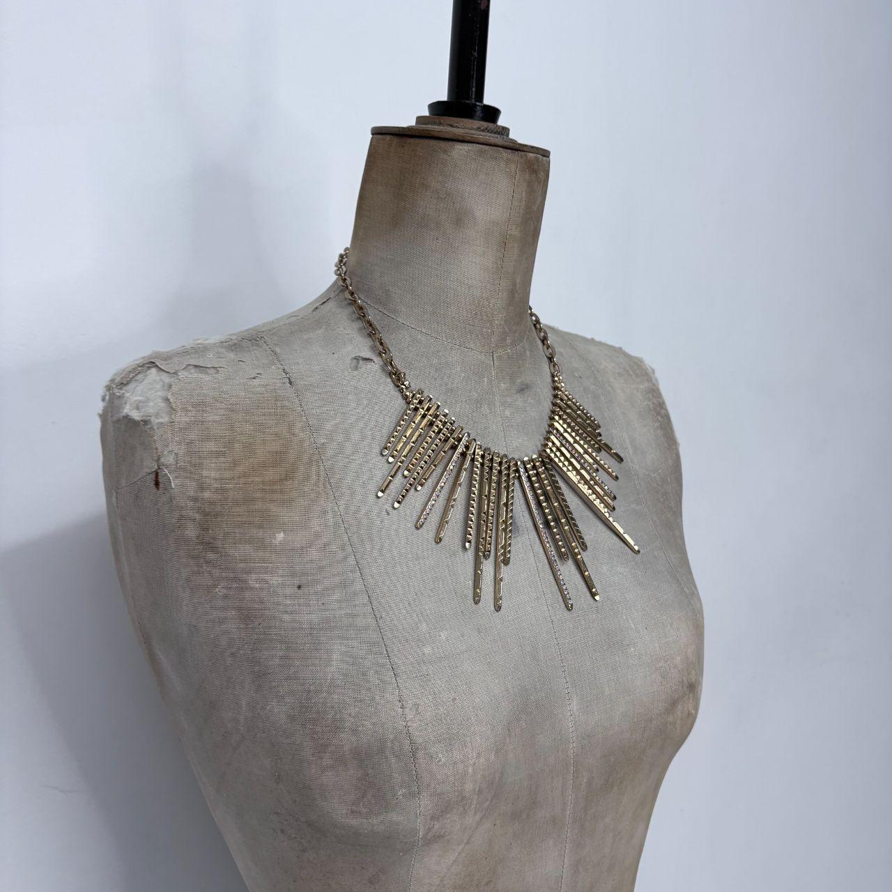 Gold metal layered shard necklace