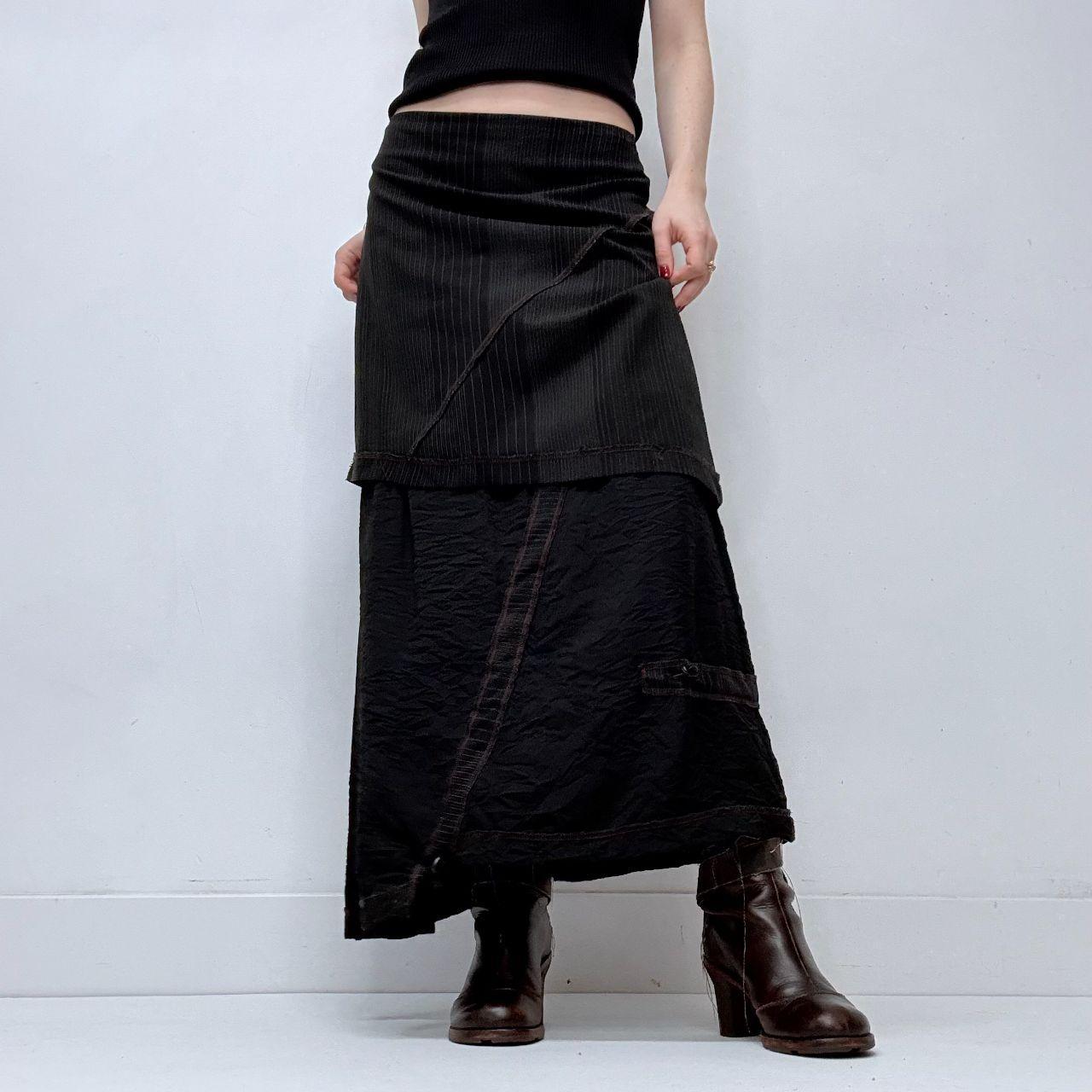 Asymmetric layered grunge pinstripe skirt