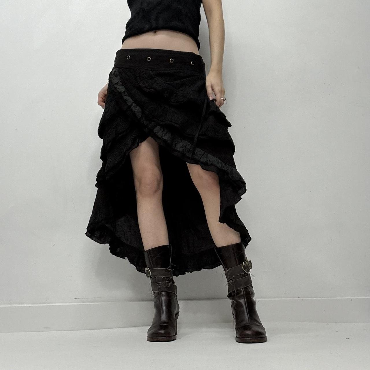Black lace wrap studded eyelet skirt