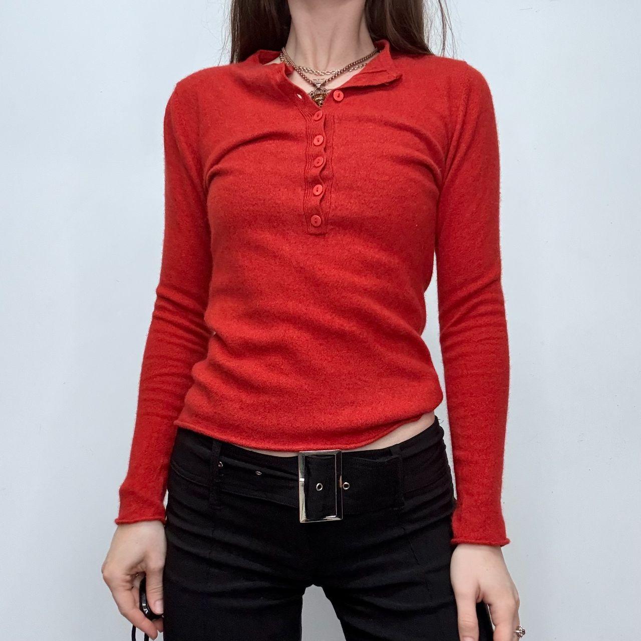 Orange knitted cashmere polo jumper