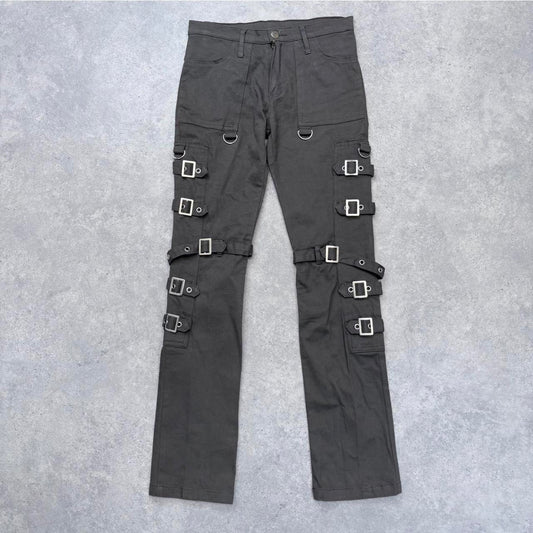 Khaki utility belted buckle trousers