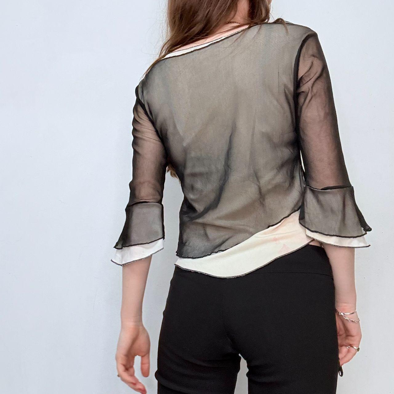 Graphic layered flared y2k shirt