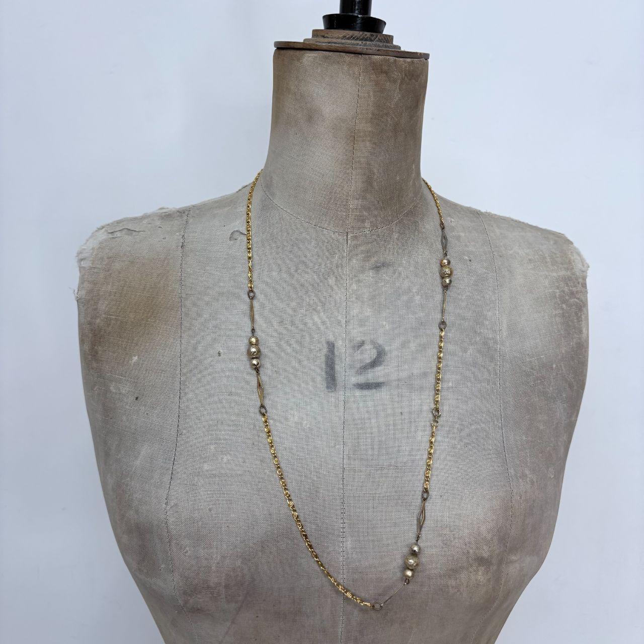 Long gold ball twist chain necklace