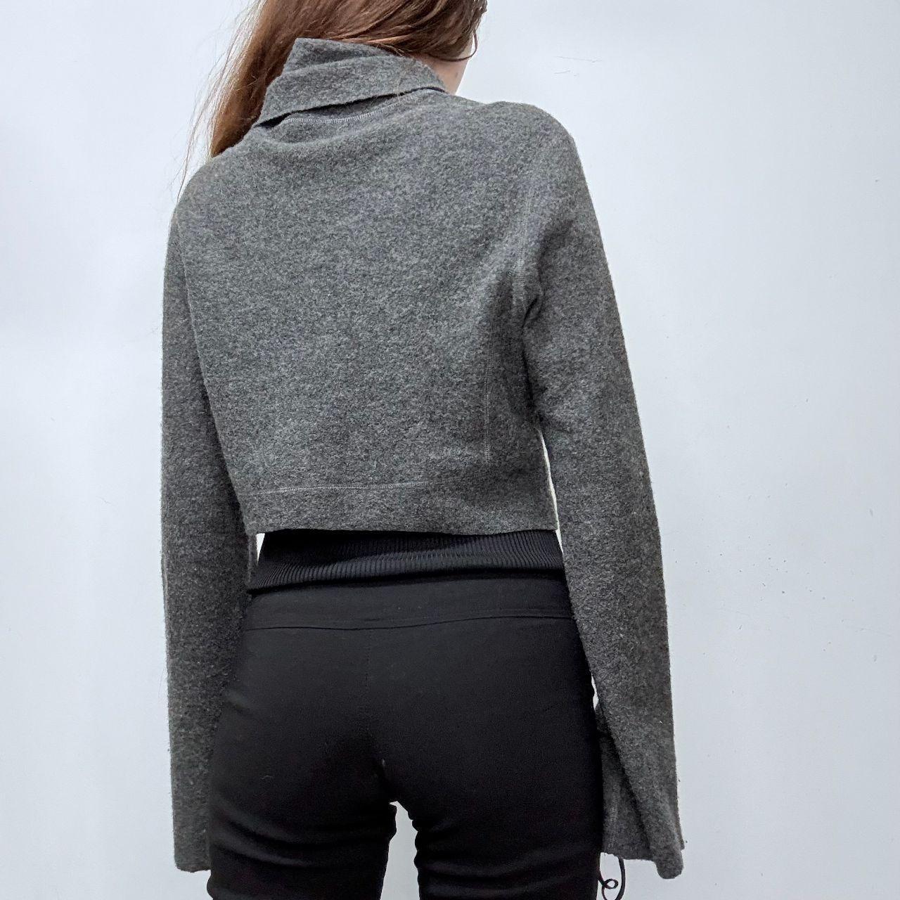 Grey flared asymmetric cropped jacket