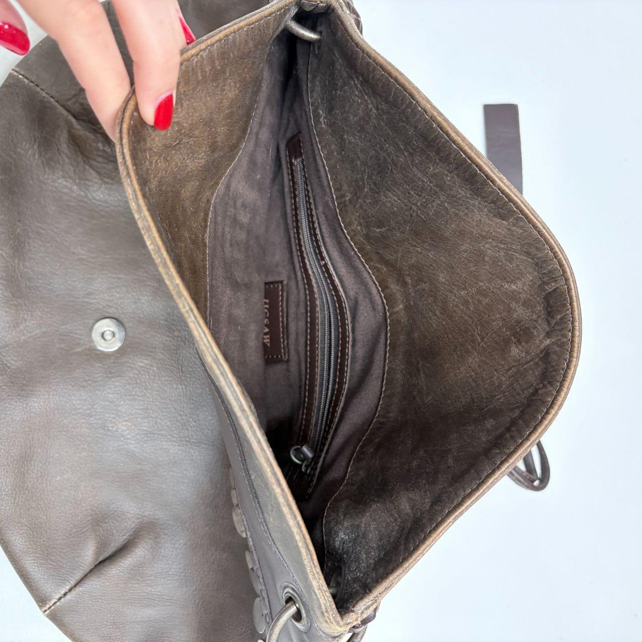 Brown leather boho coin bag