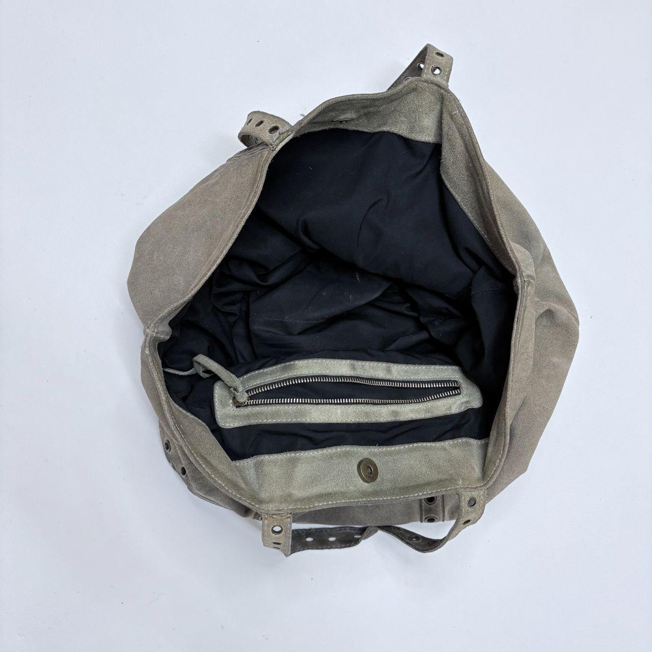 Khaki suede eyelet bag