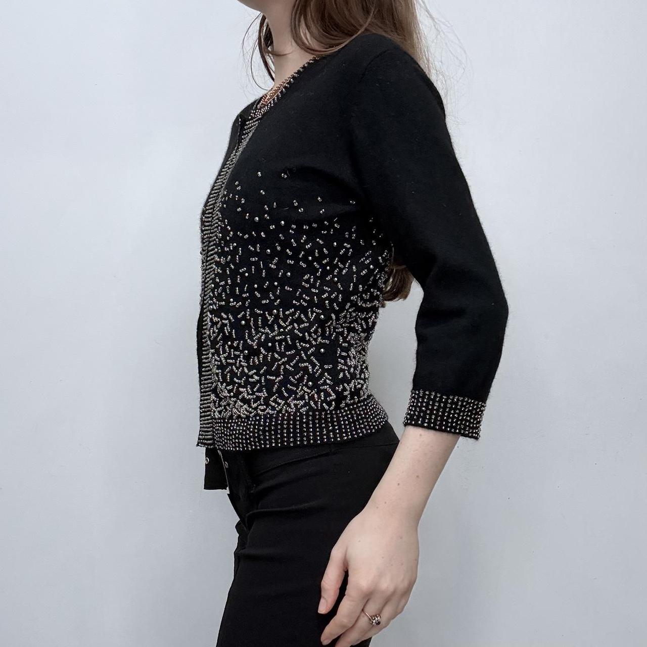 Black beaded wool cardigan