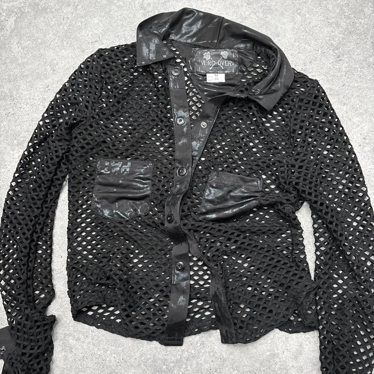 Sheer fishnet mesh grunge shirt