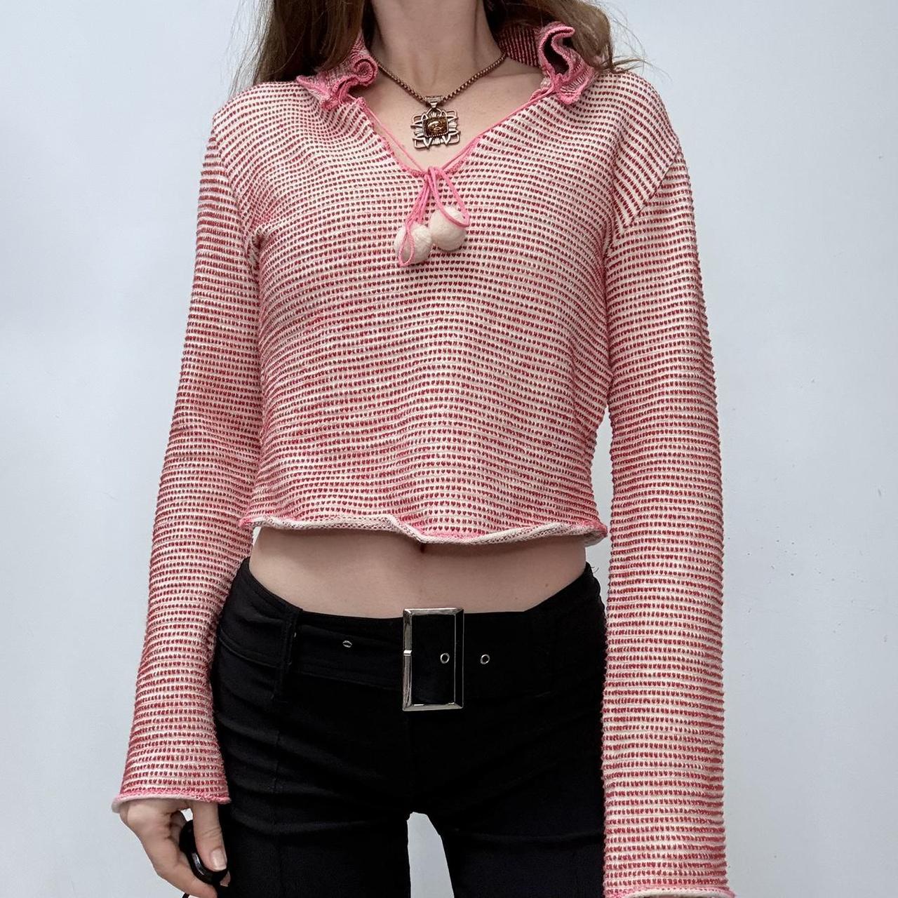 Pink flared cropped knit diesel jumper