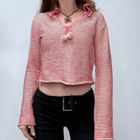 Pink flared cropped knit diesel jumper