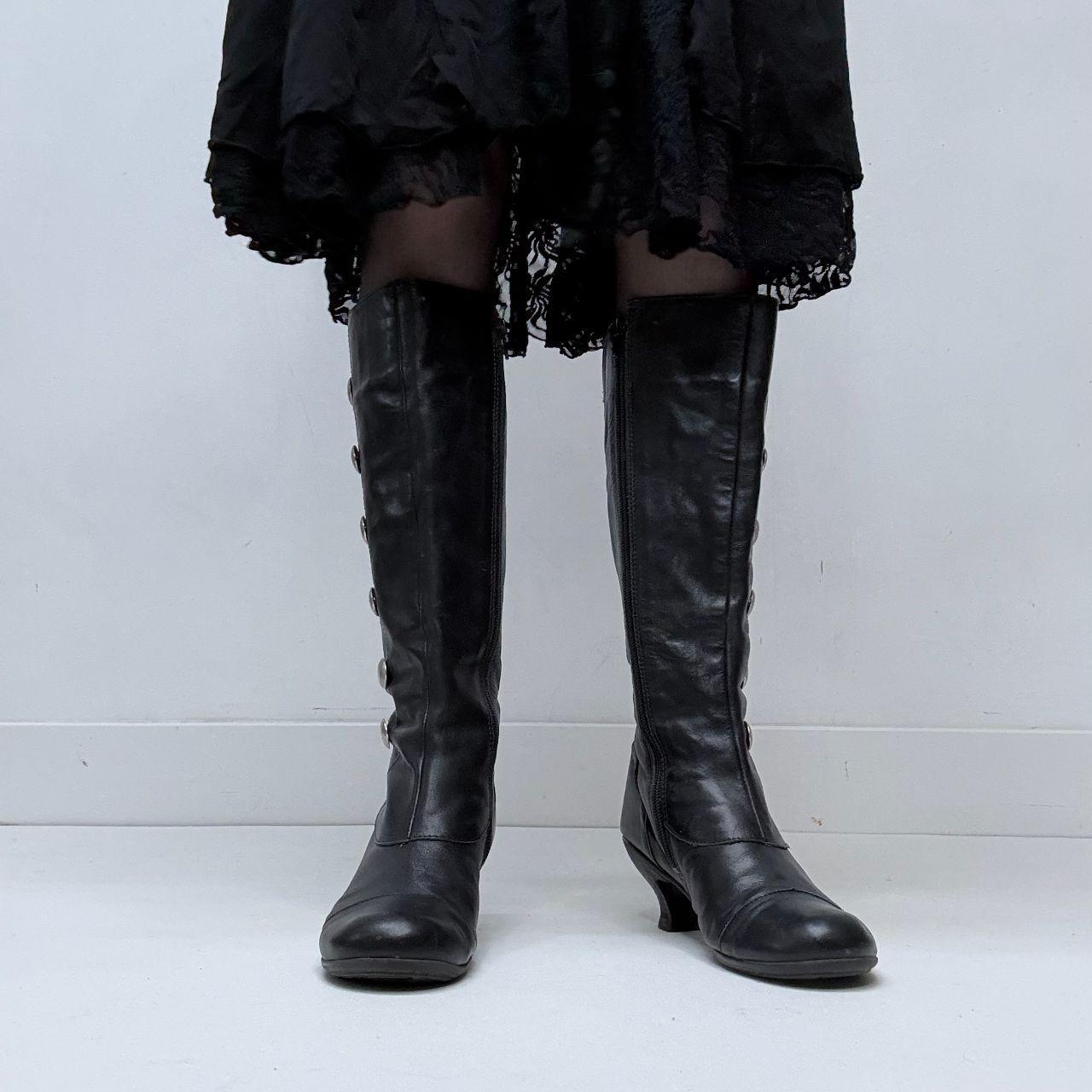 Black studded eyelet black boots