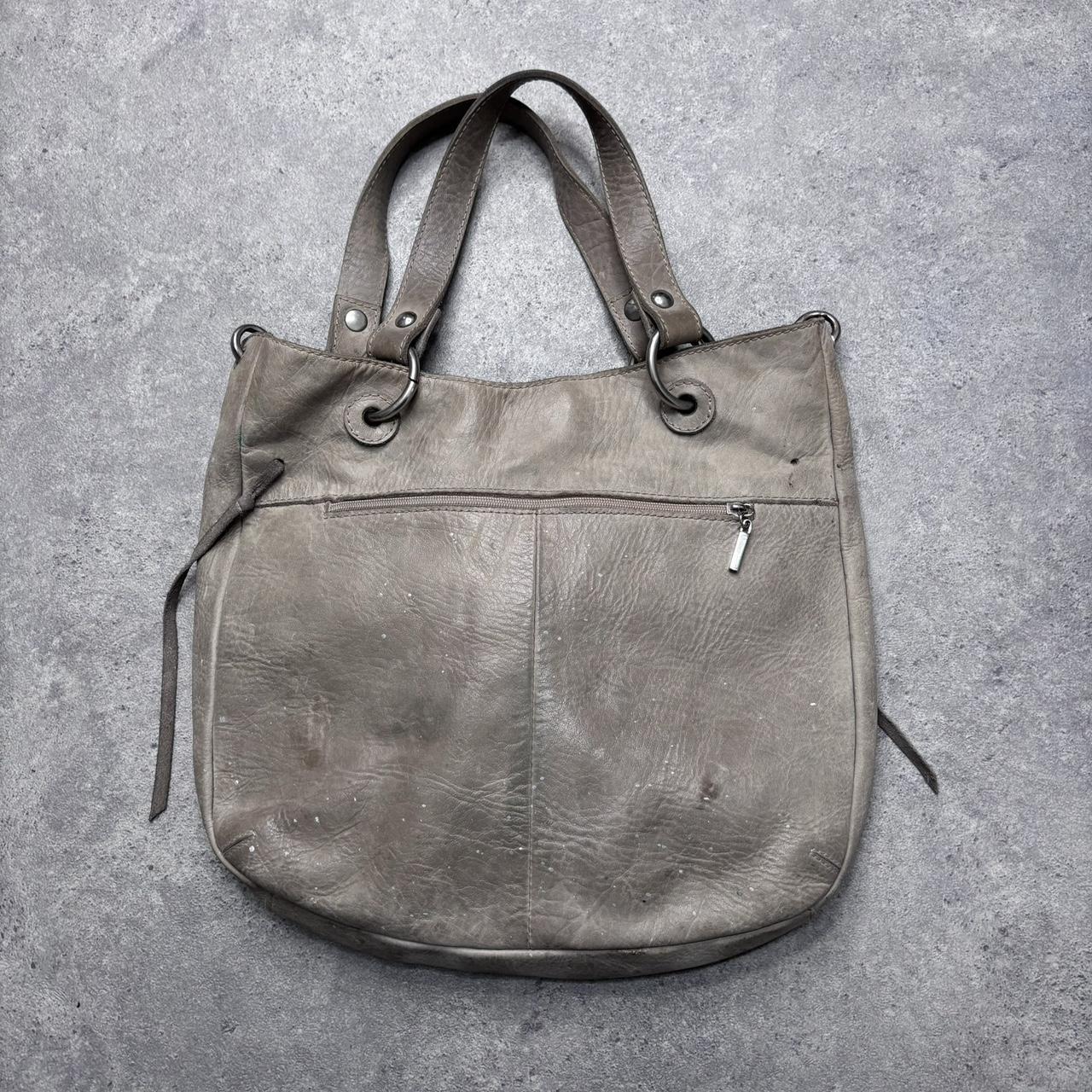 Slouchy grey leather shoulder bag