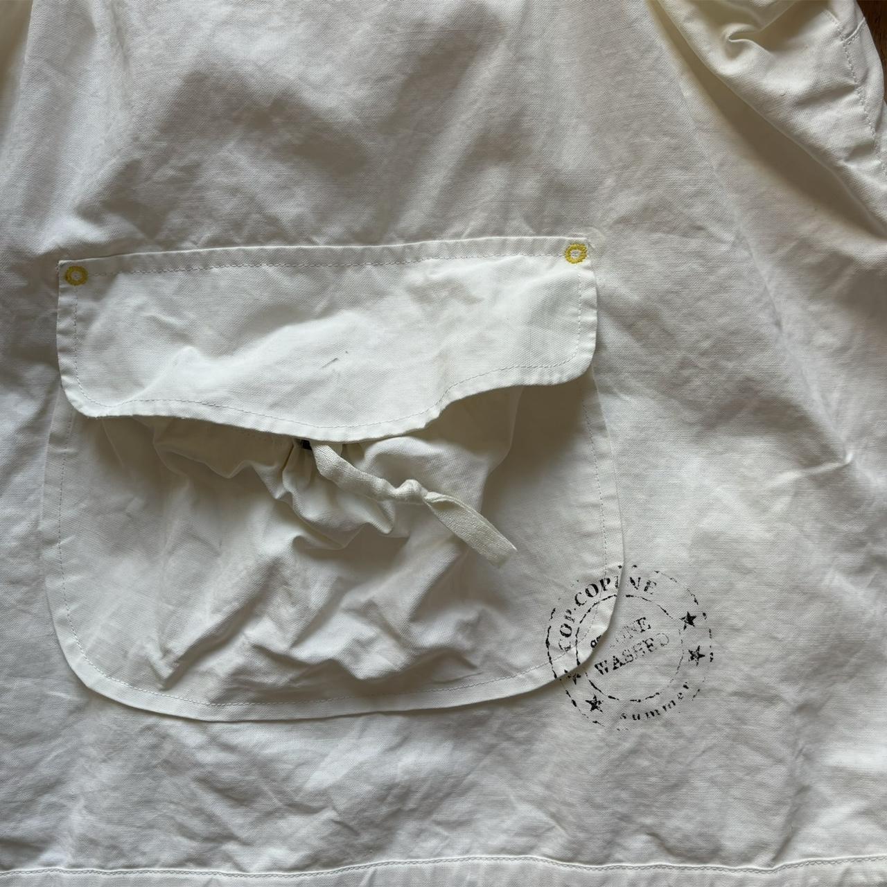 White canvas linen cargo utility jacket