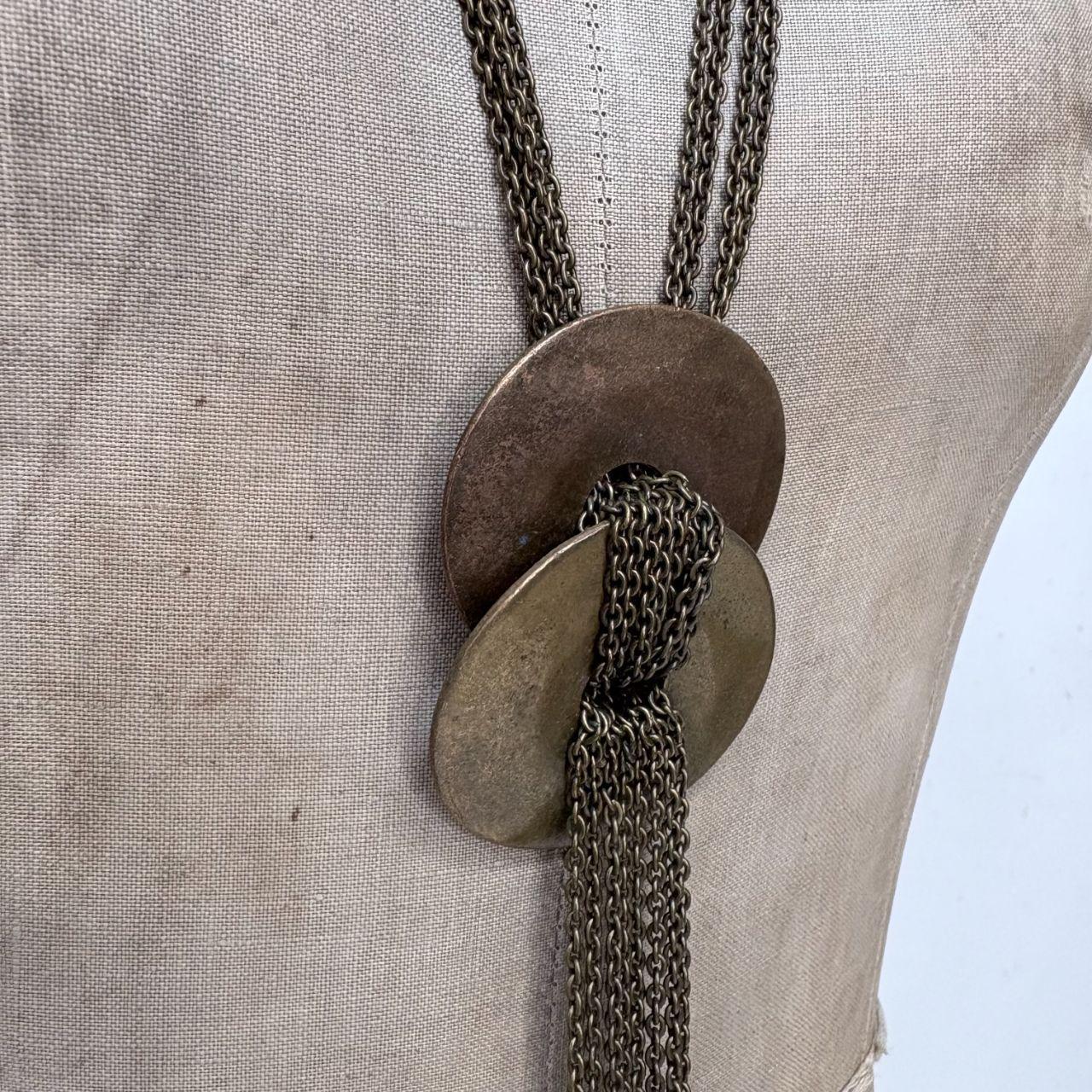 Brass long draped chain necklace
