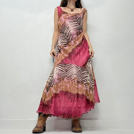 Graphic printed bias cut maxi dress