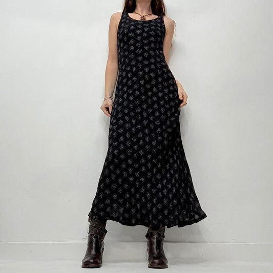 Black bias cut floral maxi dress