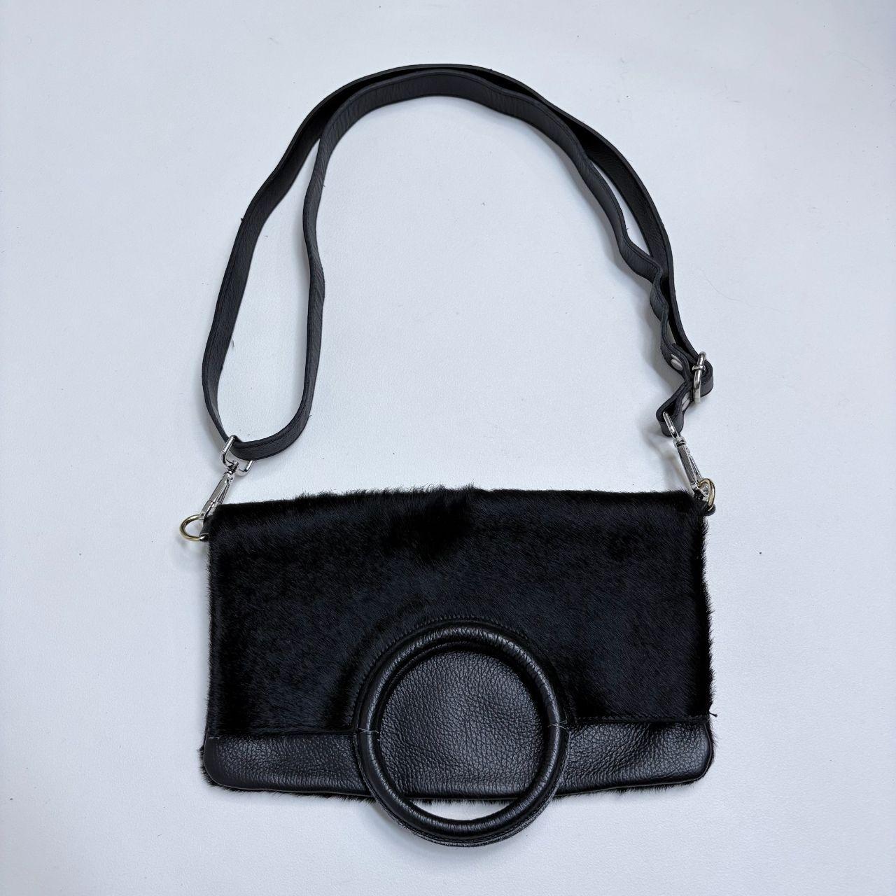 Black cowhide leather mini bag