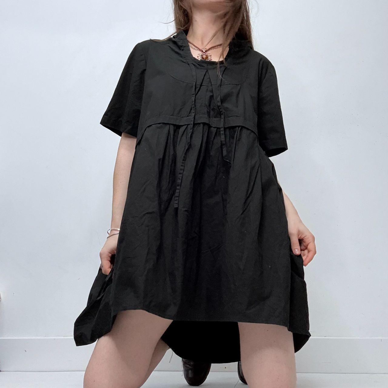 Black puff balloon mini dress