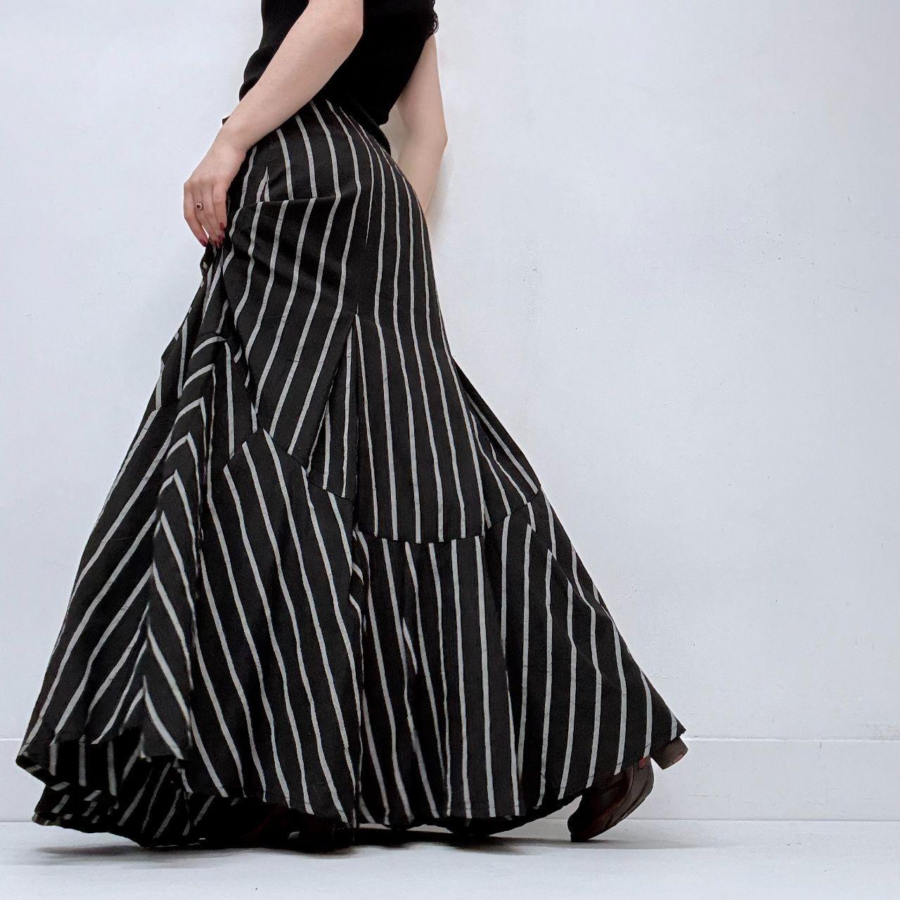 Save the Queen pinstripe flared maxi skirt